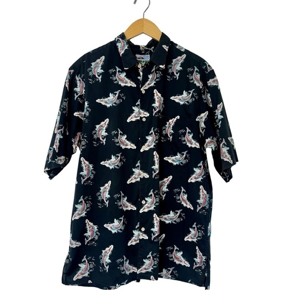 Reyn Spooner Shirt Mens Large Button Down Cotton Multi Color Marlin Fish Print - Picture 1 of 9